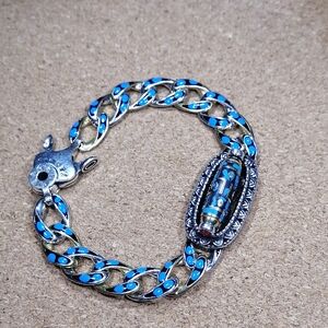 Egyptian Style Unisex Bracelet 7.5" Long, Gold And Silver Tone. New